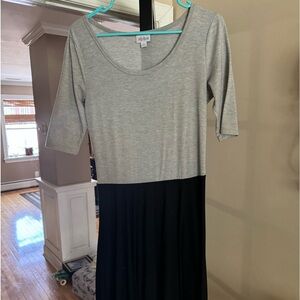 Lularoe T-shirt material black and grey color block dress